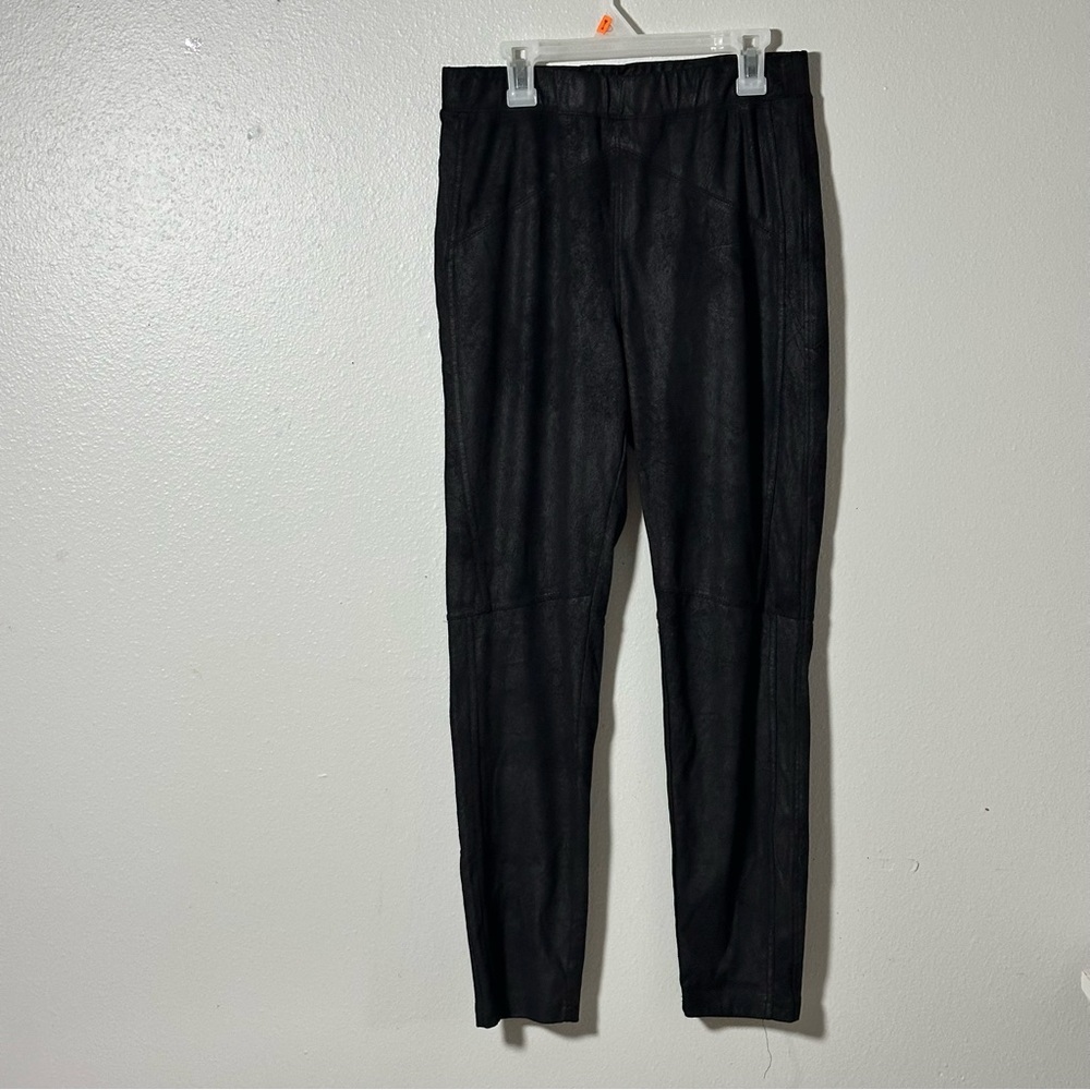 Free People‎ Womens Faux Suede Leather Leggings Black Size Small